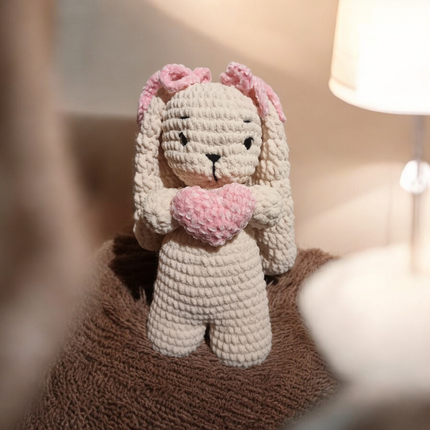 Velvet Crochet Bunny – Handmade Soft Toy Plushie (28cm)