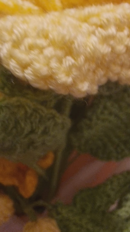 Handmade Crochet Flower Bouquet – Yellow Roses, Tulips, Daisies