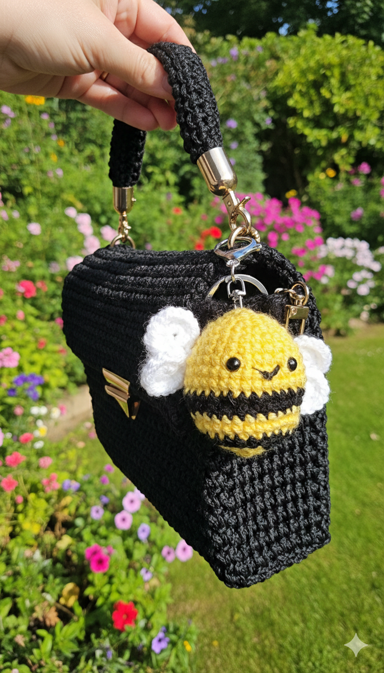 Handmade Crochet Bee Keychain / Bag Charm