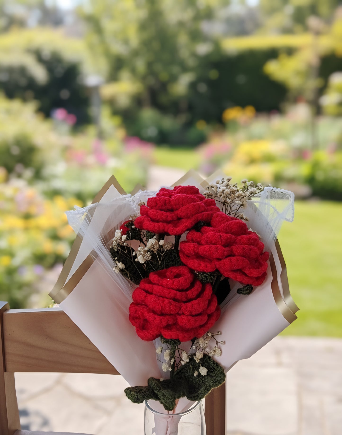 Handmade Crochet Red Rose Bouquet - Everlasting Gift for Anniversary, Birthday or Mother’s Day