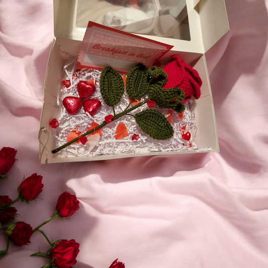 Crochet Rose Gift Box – Handmade Keepsake with LED Lights