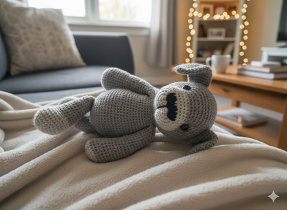 Handcrafted Gray Crochet Dog, Amigurumi Stuffed Animal Toy